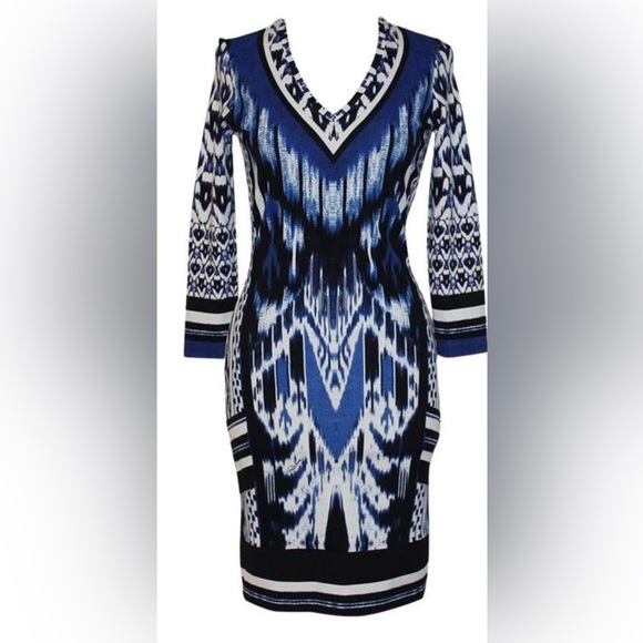Roberto Cavalli Dresses & Skirts - Roberto Cavalli Bodycon Abstract Pattern 3/4 sleeve dress